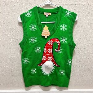 Merry Christmas by Poof! Christmas Gnome Sweater Vest NWT Small